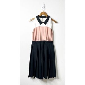 Kate Spade Sleeveless Color-block Pleated Accordion Fit & Flare Dress Womens 10